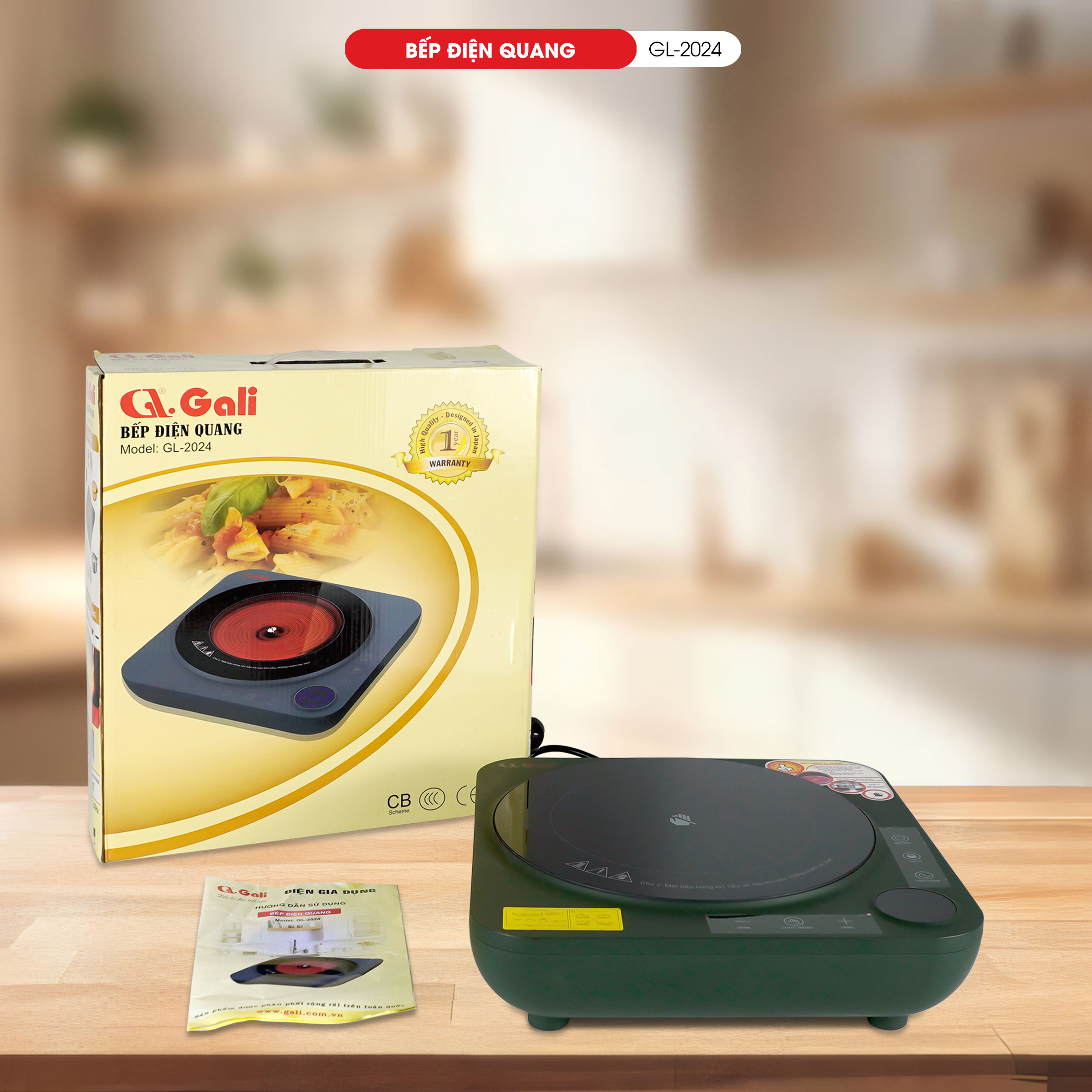 Bếp Điện Quang Gali GL-2024. Không kén nồi, dùng cho các loại nồi đáy bằng. Hàng chính hãng bảo hành 12 tháng