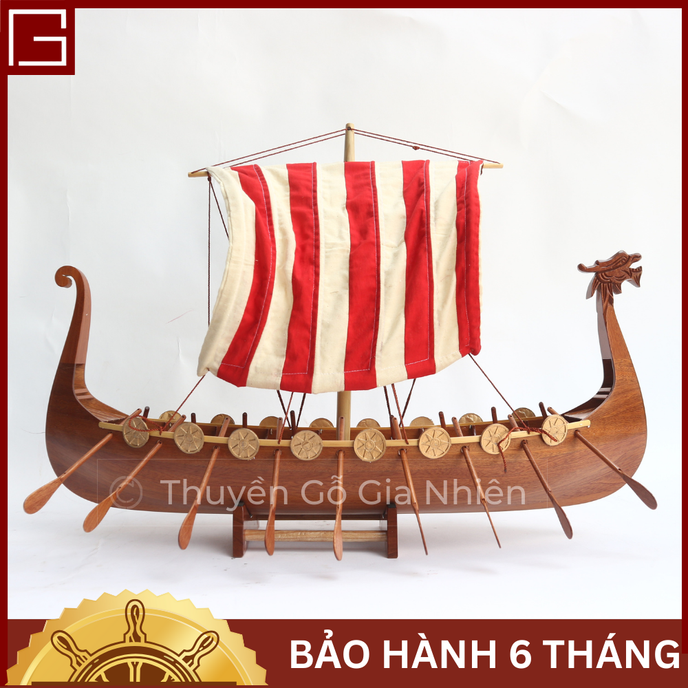 Mô Hình Thuyền Gỗ Phong Thủy Gia Nhiên, Thuyền Buồm Gỗ DRAKKAR VIKING Dài 60cm, Thuyền Trang Trí Xuất Khẩu Chất Lượng Cao