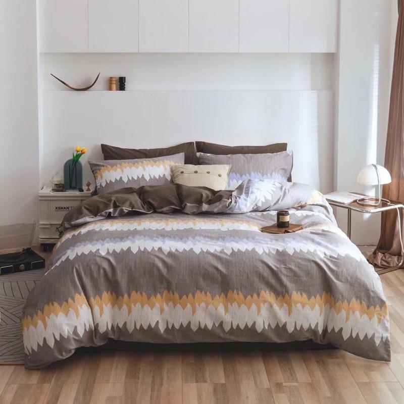 Set Cotton Living Hàng Nhập Khẩu Cao Cấp 4 Món Xám Tam Giác Hiện Đại