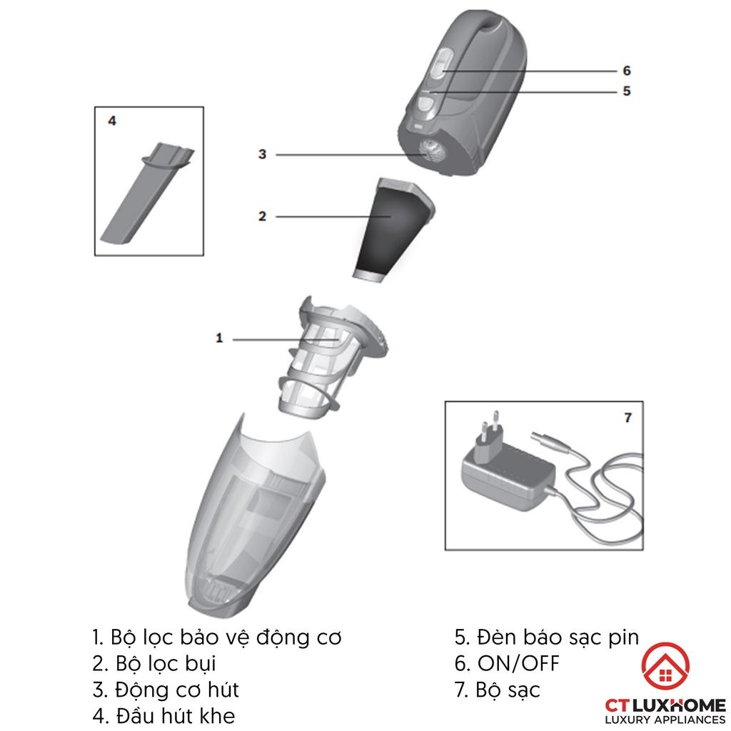 Máy hút bụi cầm tay mini không dây Bosch BHN14090 Hút liên tục 12 phút, Pin NiMH [Hàng chính hãng]