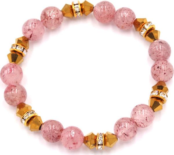 Vòng đeo tay chuỗi hạt đá thạch anh dâu tây 8 ly FTTHV30