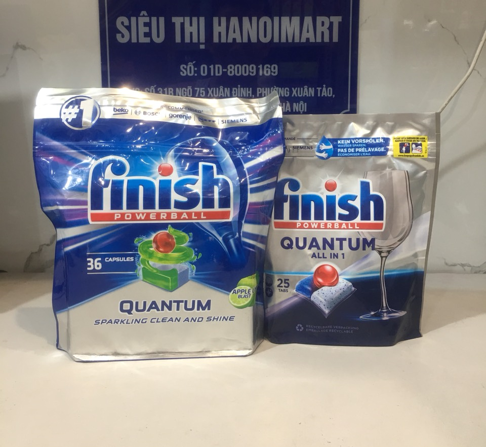 viên rửa chén Finish Quantum Max 60 viên - hương chanh + Tặng viên rửa bát Finish dùng thử