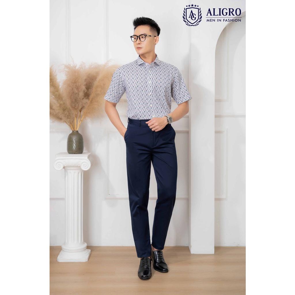 Quần kaki nam Aligro form slimfit màu xanh cẩm, chất liệu kaki cotton mềm, chuẩn form, co giãn nhẹ, tôn dáng ALGK071