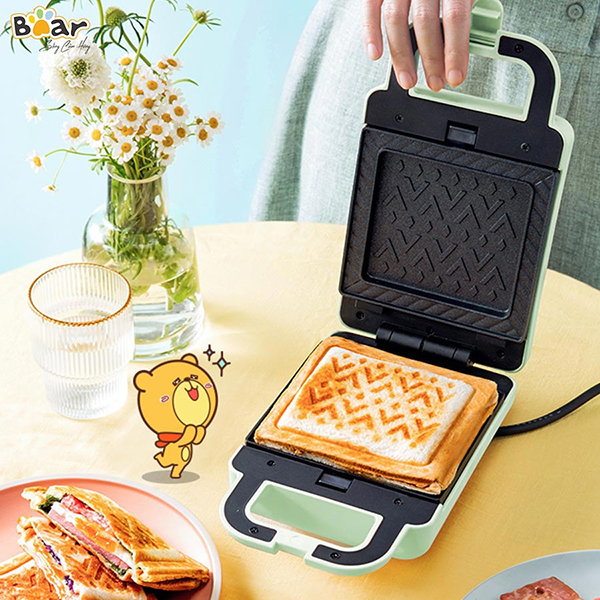 Máy Nướng Bánh Mỳ, Máy Kẹp Bánh Mỳ Sandwich-Waffle BEAR DBC-P06N2 Dung Tích 0.8 Lít Công Suất 600 W - Hàng Nhập Khẩu