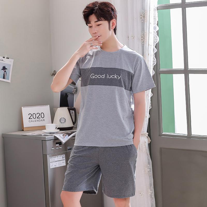 Mới Cổ Tròn Full Cotton Nam Ngắn Tay Mùa Hè Quần Short Bộ Đồ Ngủ Bộ Size Lớn L-4XL Đồ Ngủ Giải Trí Phù Hợp Với Váy Ngủ Nam Pijamas
