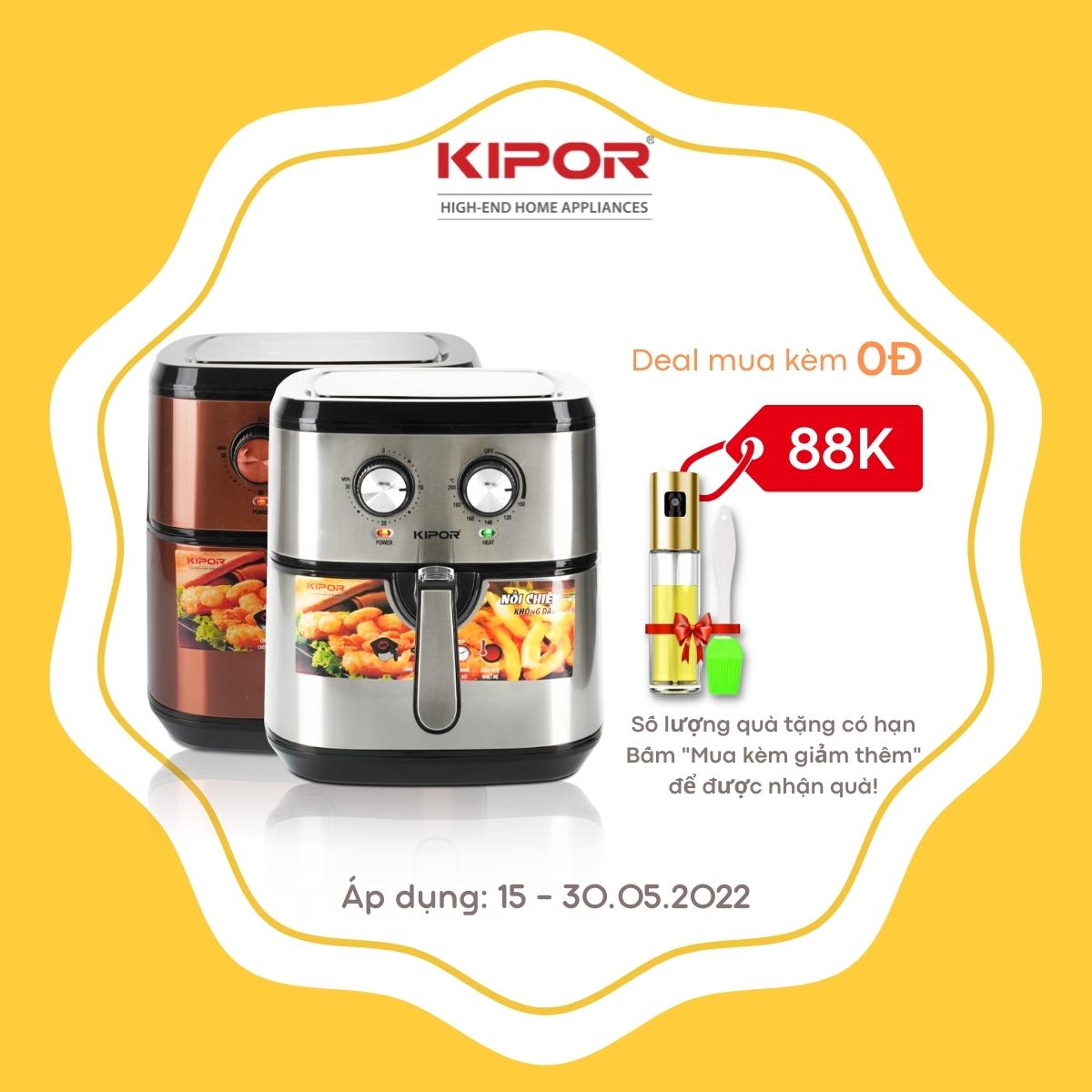 Nồi chiên không dầu KIPOR KP-AF310 - 10L - Điều khiển cơ công nghệ RAPID AIR nướng đối lưu - phủ chống dính cao cấp - Hàng chính hãng