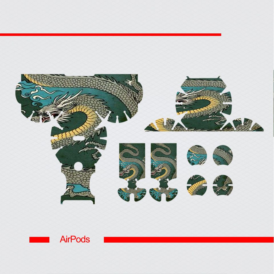 Miếng dán skin chống bẩn cho tai nghe AirPods in hình Rồng Dragon - dra034 (bản không dây 1 và 2)