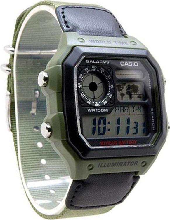 Đồng Hồ Casio Nam Dây Da Phối Vải AE-1200WHB-3BVDF