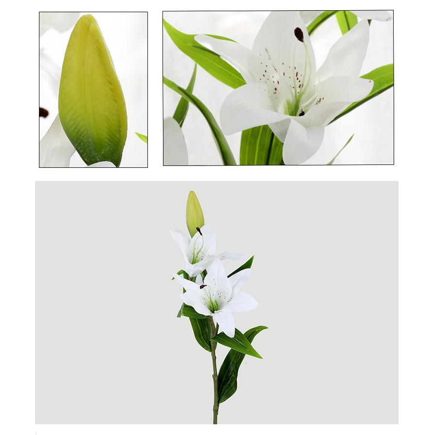 Hoa Giả Lụa - HOA LY HOA LILY PHỦ SÁP CAO CẤP Dài 77cm