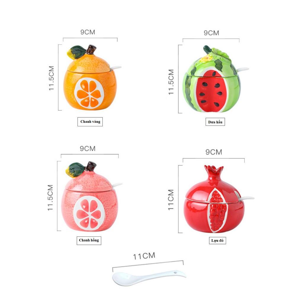 Hũ Lọ Bằng Sứ Đựng Gia Vị , Thức Ăn Dặm Hình Trái Cây Dưa Hấu , Chanh , Decor Gốm Khử Chì Siêu An Toàn