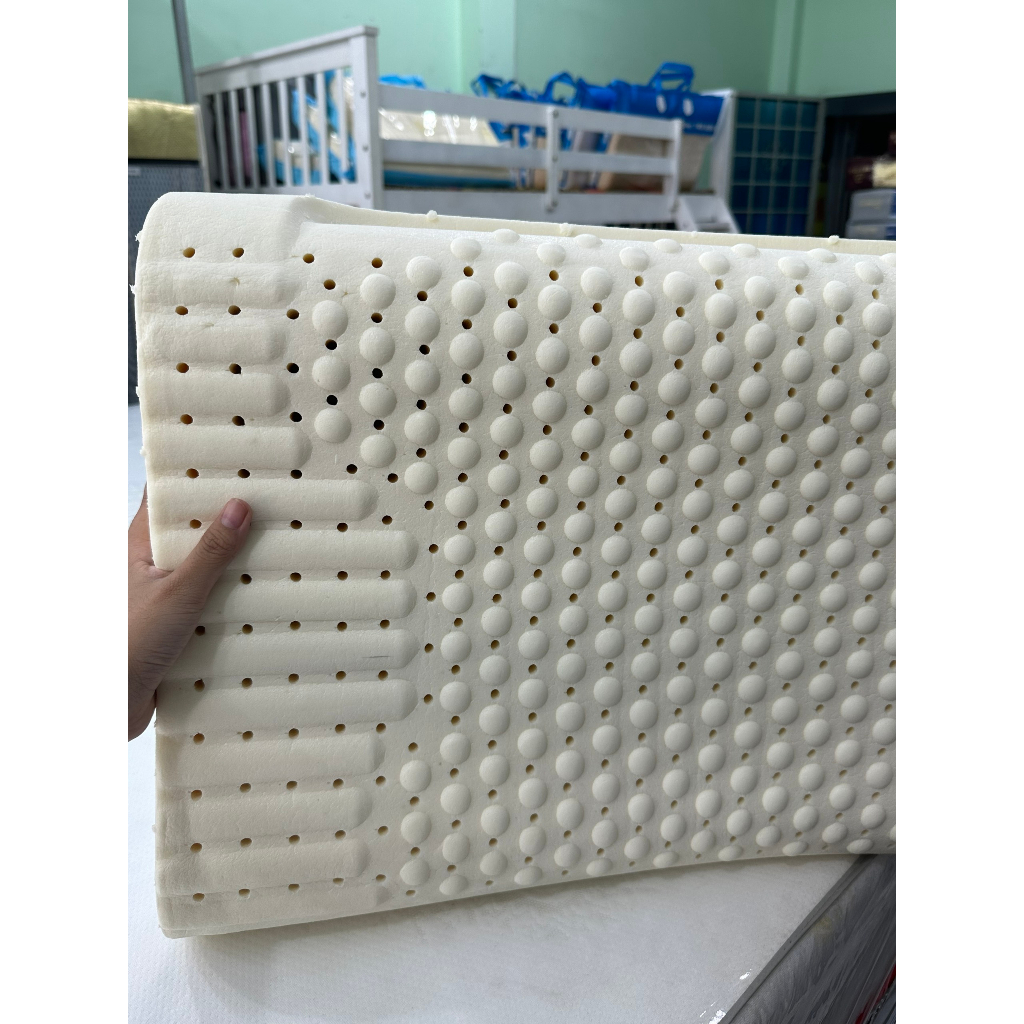 Gối cao su thiên nhiên Massage lượn sóng BEETEX ,thiết kế lượn sóng mang lại cảm giác thư giãn tối đa, hỗ trợ nâng đỡ vai gáy và cổ - Tặng kèm vỏ gối