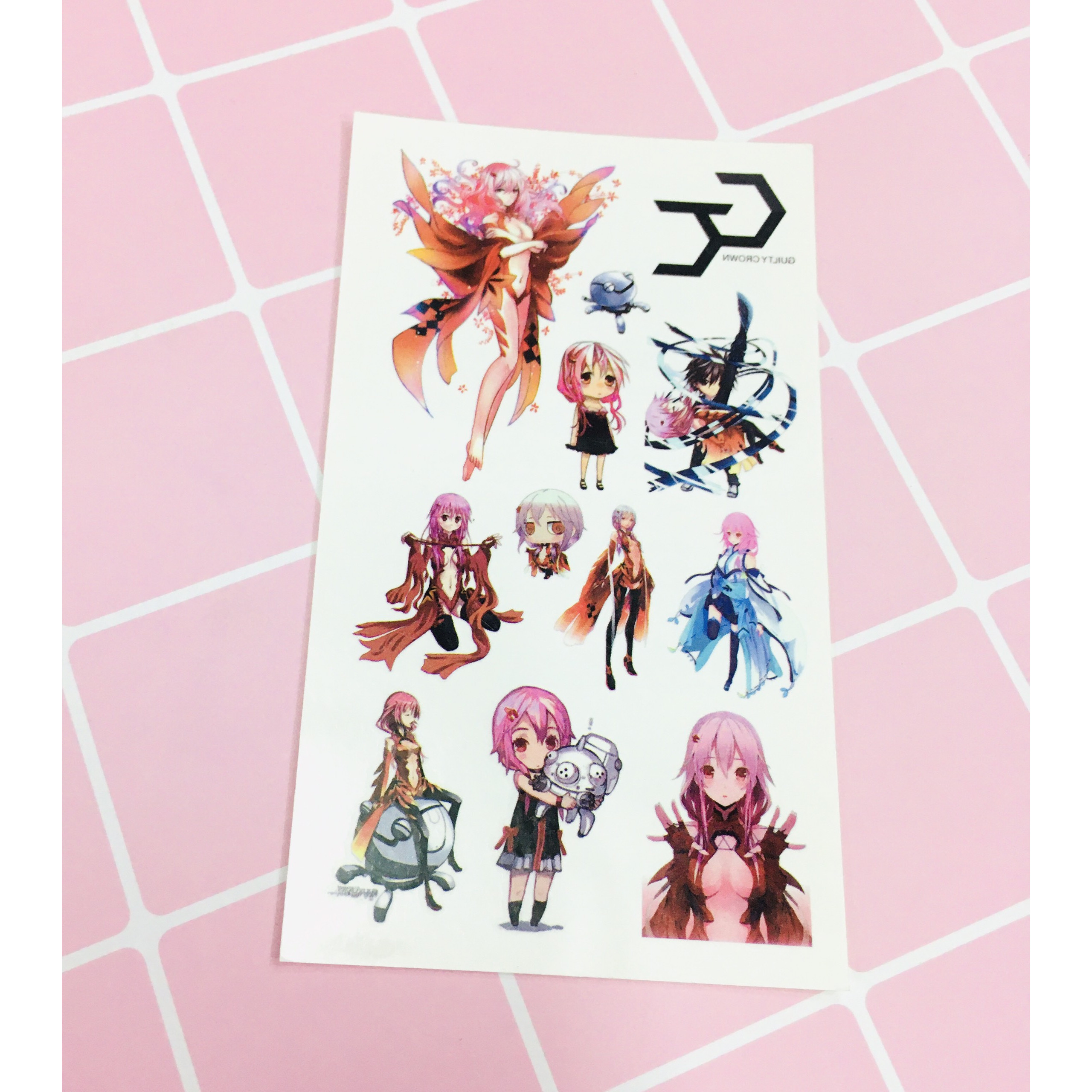 Set 5 Bảng hình xăm Guilty Crown Sticker Tattoo