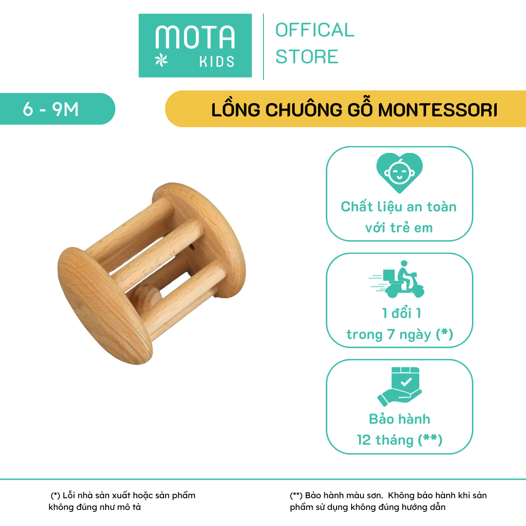 Đồ chơi lồng chuông gỗ cho bé 6-9 tháng Montessori Mota - Rèn luyện vận động tay - Hàng chính hãng