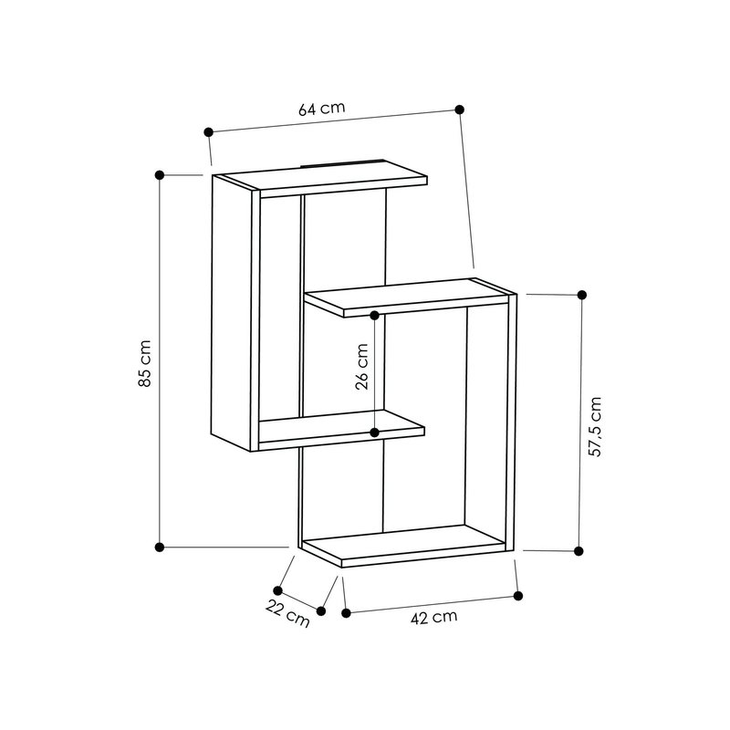 Kệ Sách Treo Tường Màu Đen Phối Màu Gỗ Sồi Thornel SIB DECOR (Không gồm đồ trang trí trên kệ)