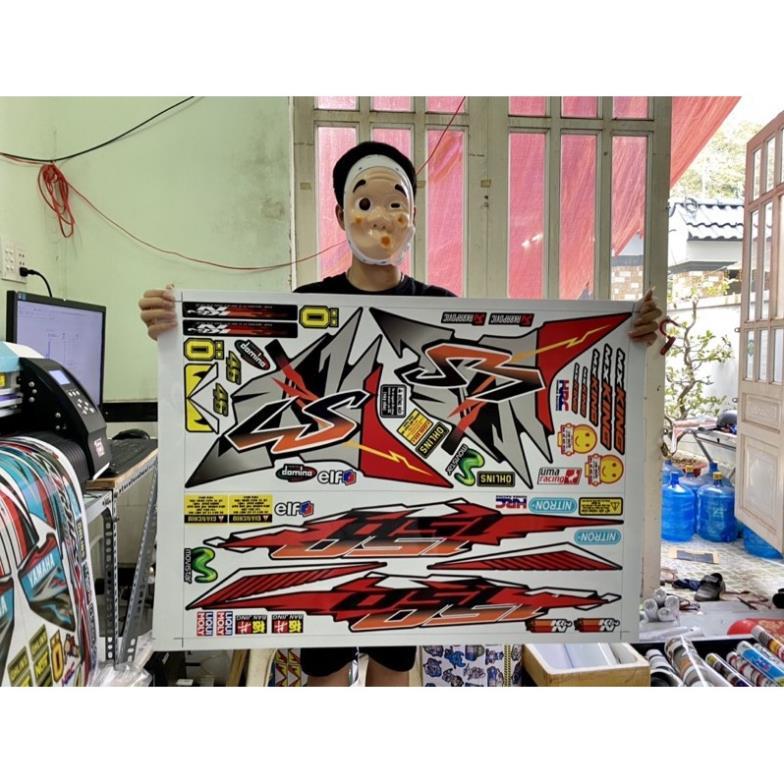 Tem rời Exciter 150 RS đỏ đen bảo hành màu sắc vĩnh viễn