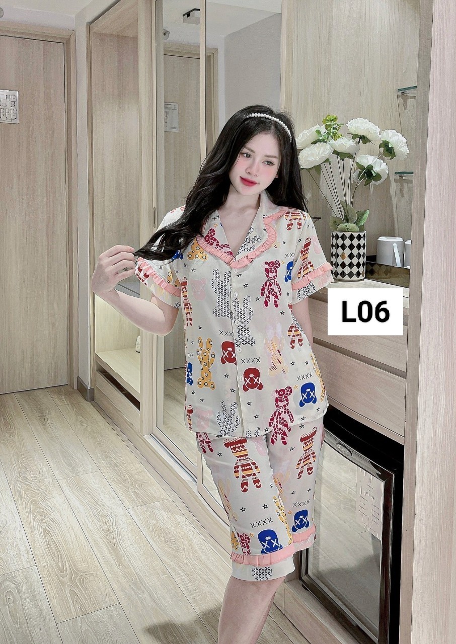 Bộ lửng lụa thiết kế 40-60kg, bộ nữ pijama mặc nhà L06