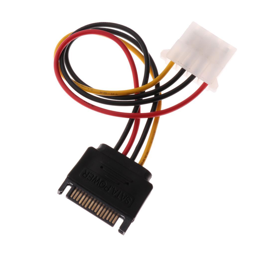 5Pcs 7.7in 4pin Female to 15pin SATA Male Power Adapter Cable for PC Case