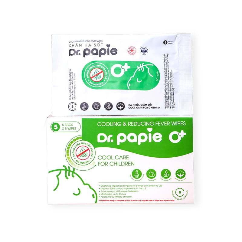 Khăn hạ sốt cho bé Dr Papie 0+ (25 khăn)