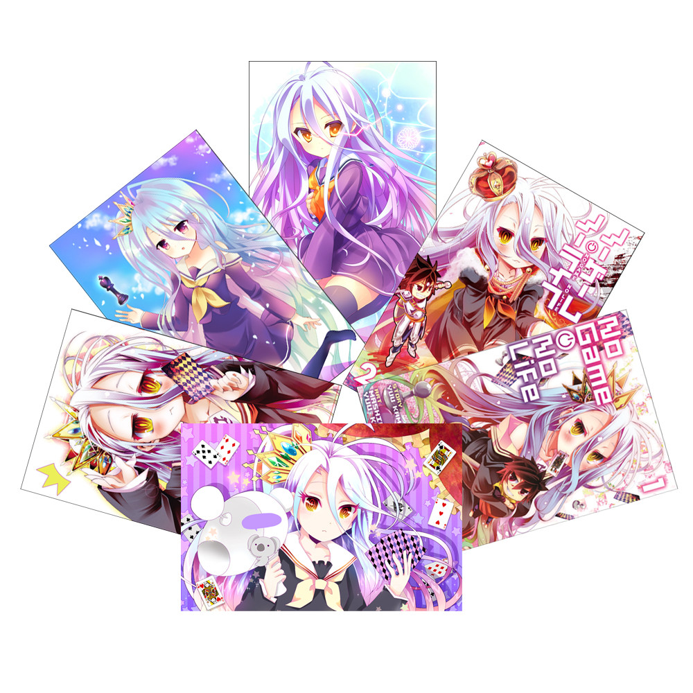 Tranh Poster SET 5 tấm No Game, No Life A4 21cm x 30cm tấm khác nhau