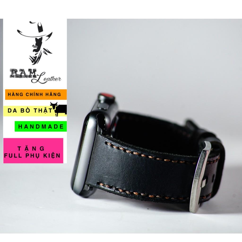 Dây đồng hồ RAM Leather da bò đen – combo RAM b1 + black