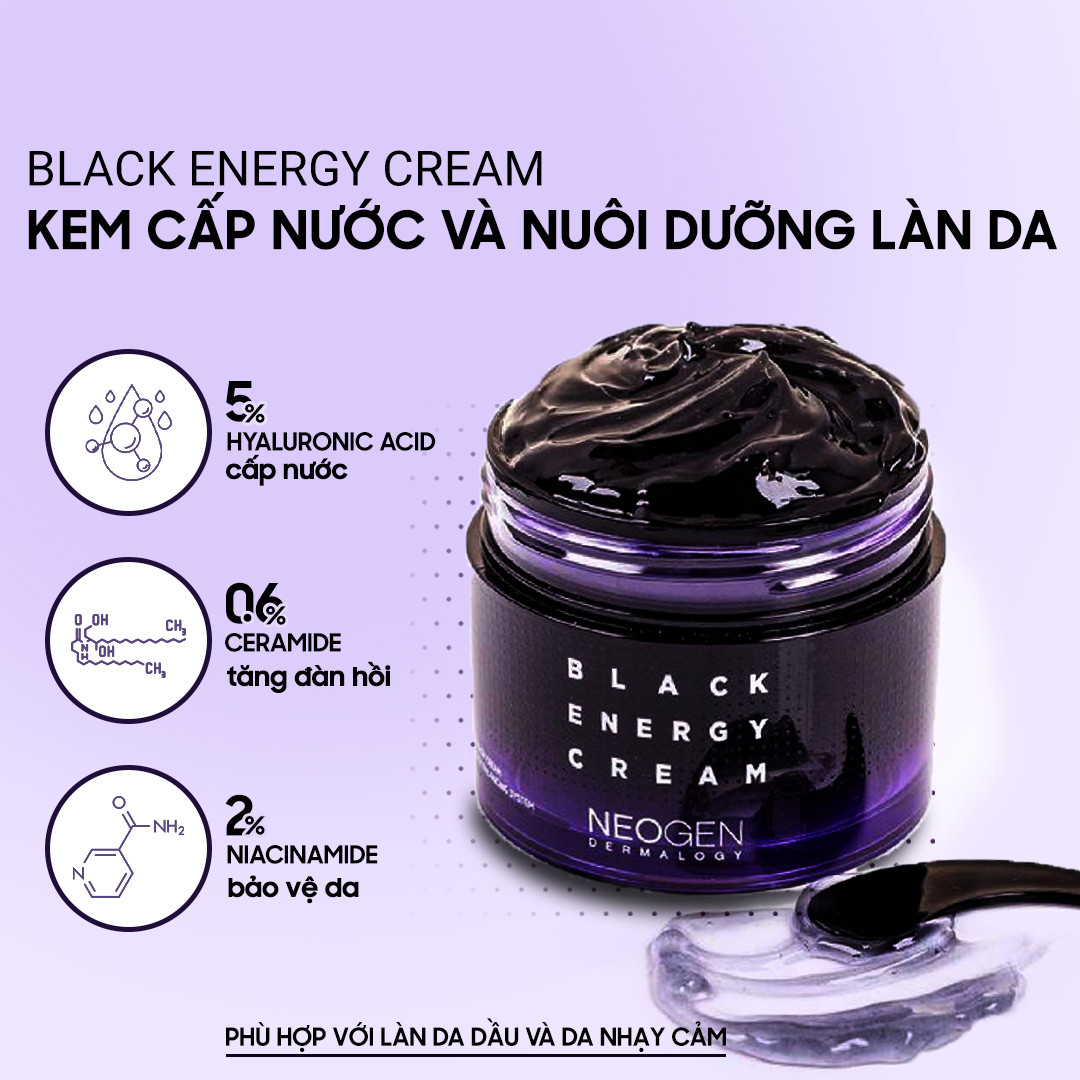 Kem Dưỡng Cấp Nước Cho Da Nhạy Cảm Neogen Dermalogy Black Energy Cream 80ml