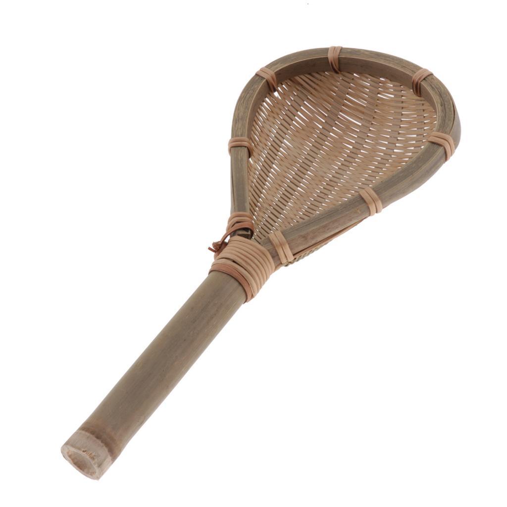 Handmade Bamboo Food Mesh Strainer Woven Rice Strainer Colander Spoon