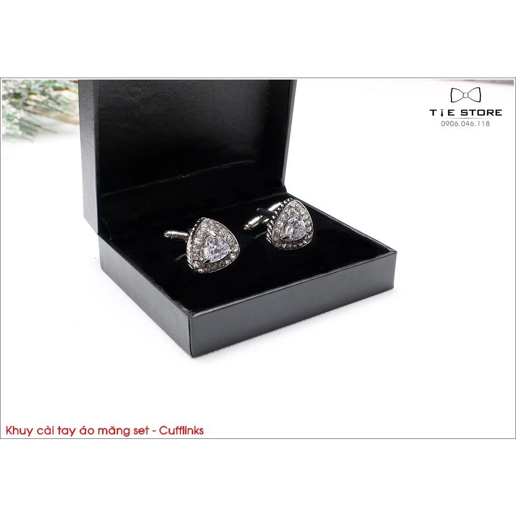 NHIỀU MẪU Khuy Cài tay áo Măng Set cao cấp đính đá - cufflinks , tặng kèm hộp nhỏ