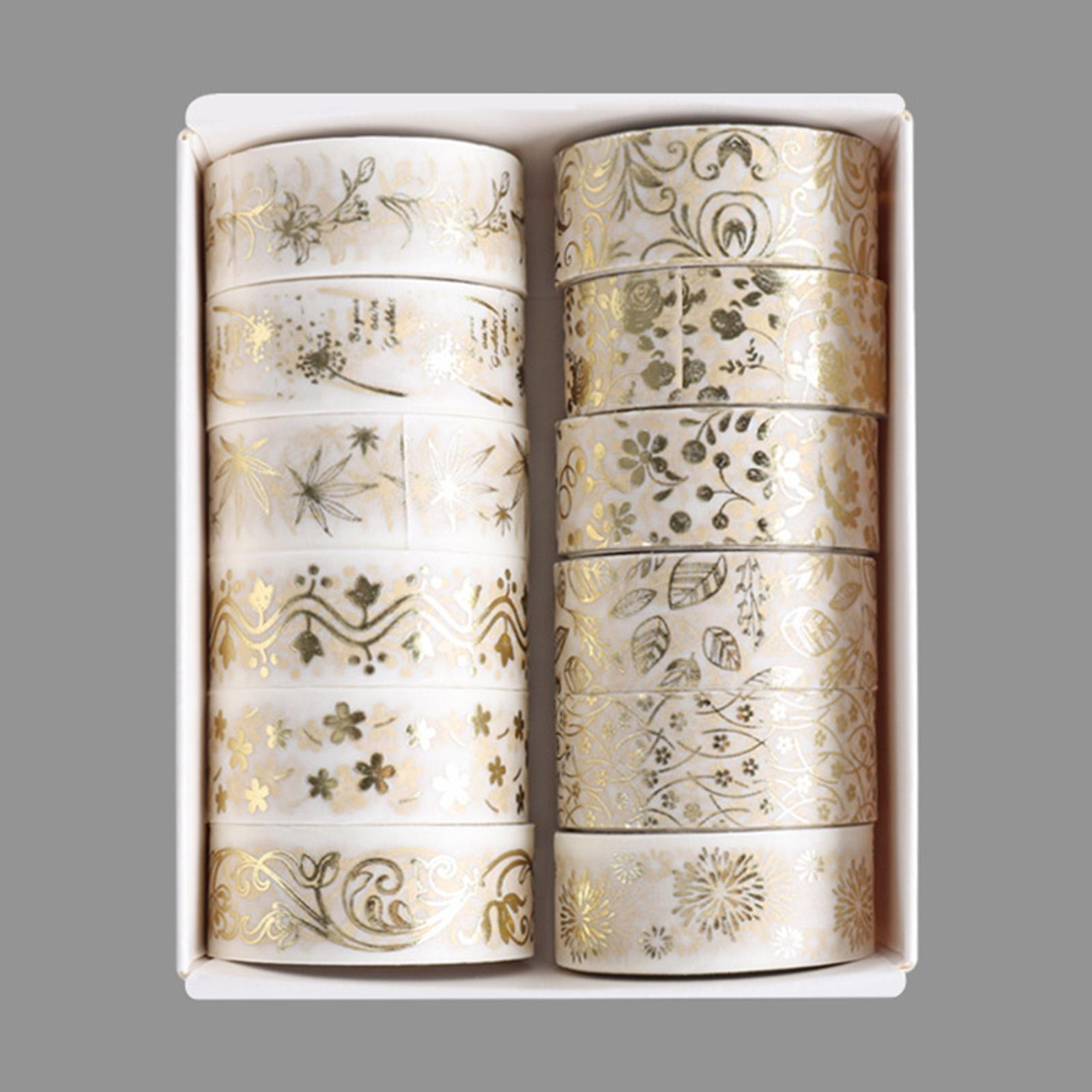 2x 12 Rolls Bronzing Washi Tape Set Retro Flowers And Plants Decorative Masking Tape Scrapbook Tape for DIY Craft Art Gift Wrapping
