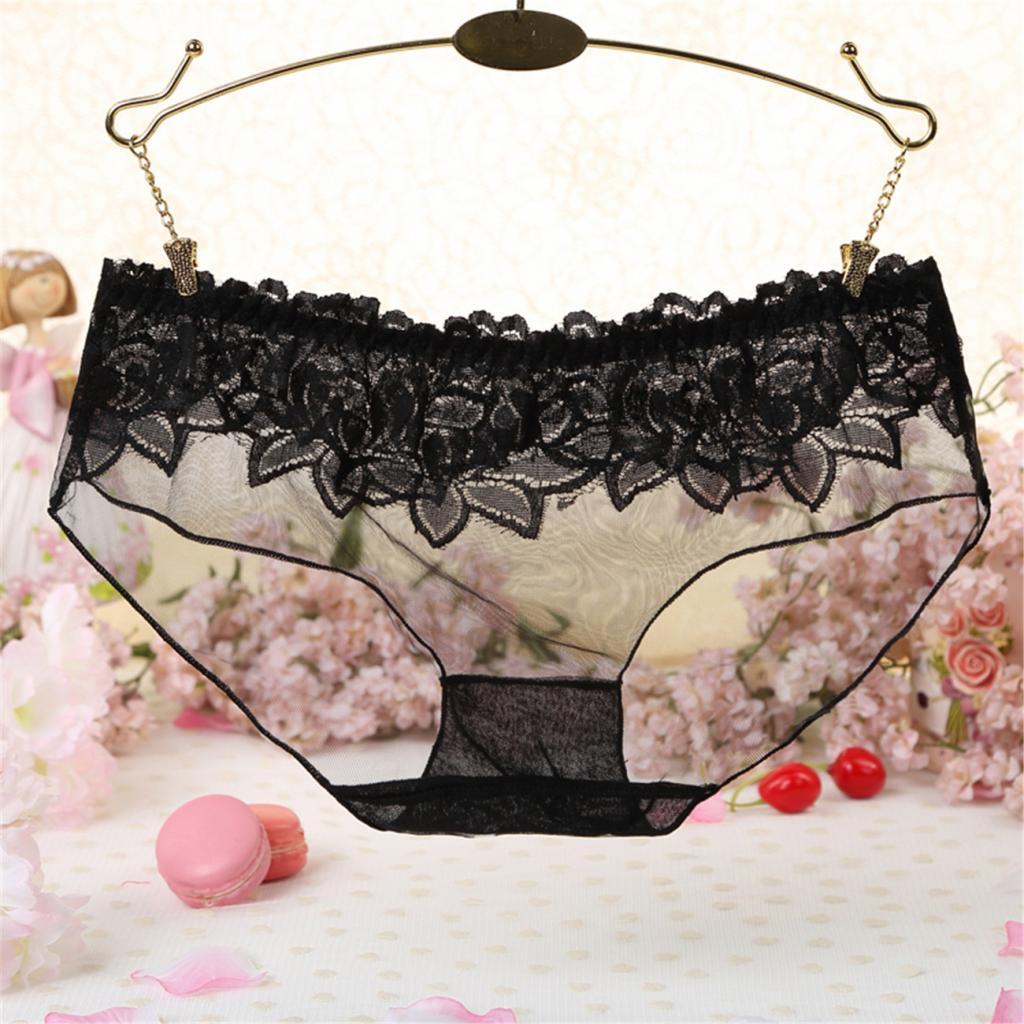 Women's Solid Sheer Mesh Panties Stretchy Low Rise Briefs Underwear Lingerie