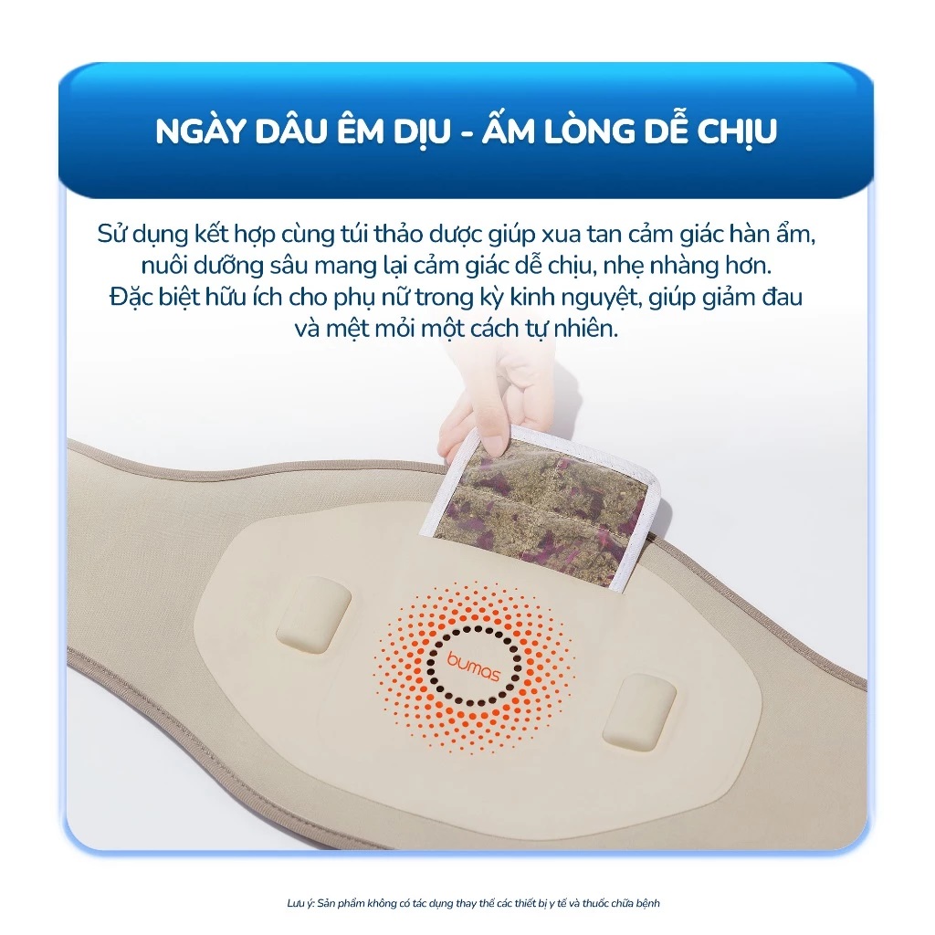 Máy Massage Lưng Bụng Sothing BUMAS M13, Đai Chườm Nóng Thảo Dược, Giảm Đau Lưng Bụng- Hàng Chính Hãng
