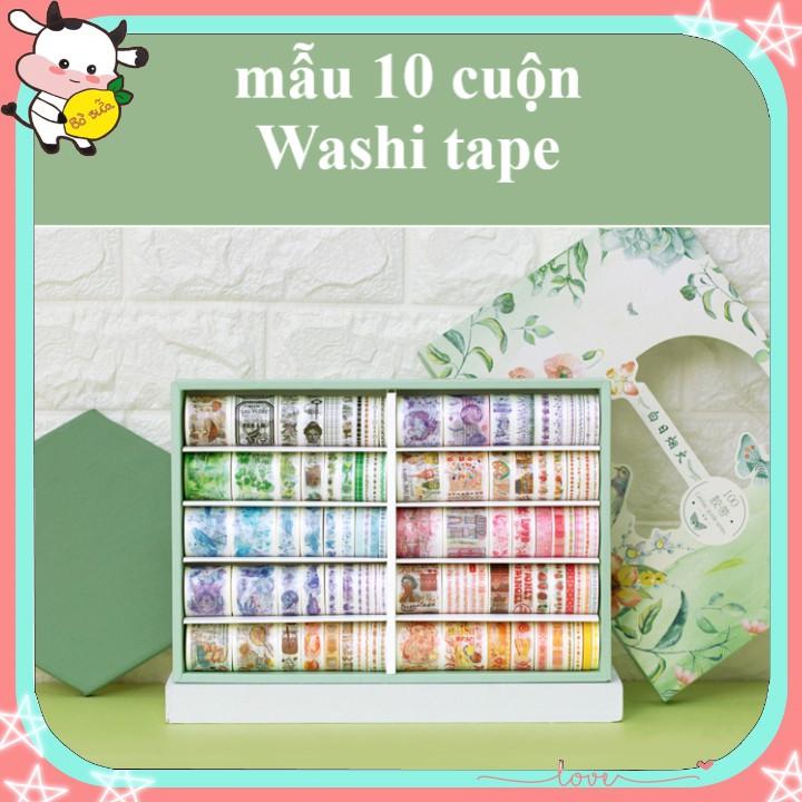 Washi Tape Set Vintage Làm Bullet Journal Nhiều Chủ Đề Băng Keo Hình Dán Dễ Thương Washitapes Cute