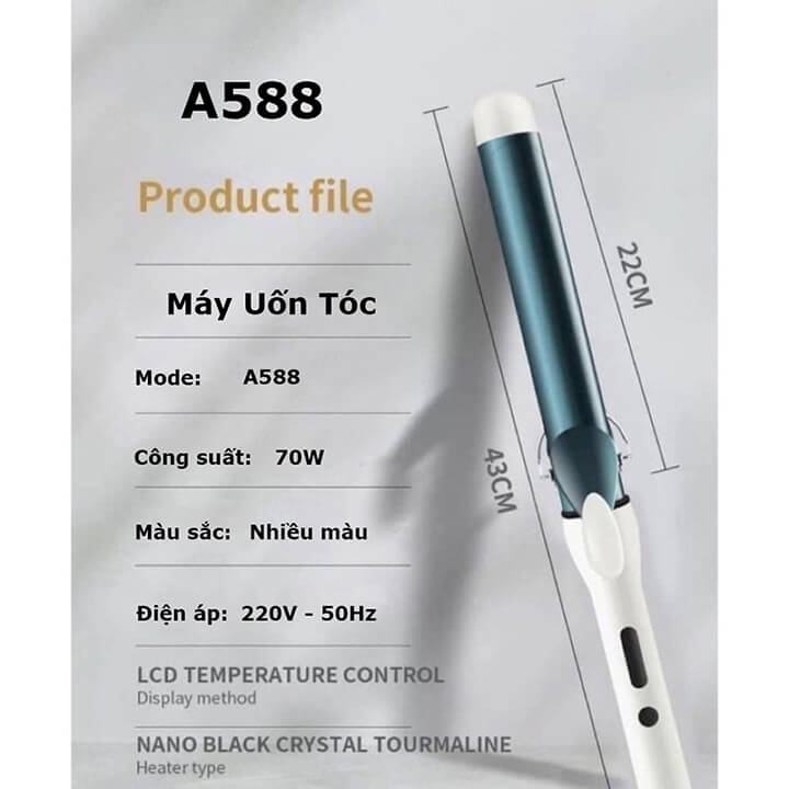 Máy uốn tóc xoăn tự động xoay 360 độ phủ gốm sứ trục 28mm, 3 mức chỉnh nhiệt an toàn