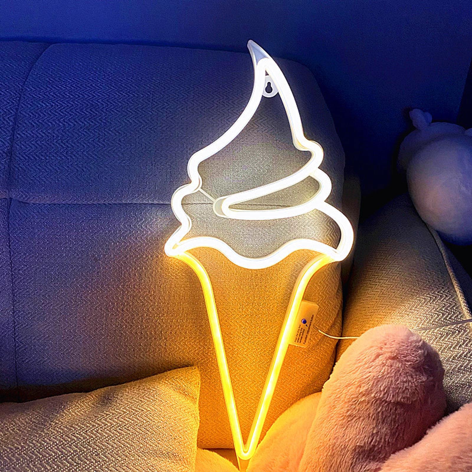 Ice Cream Neon Sign Lights 8 Light Modes Wall Hanging Decor Outdoor