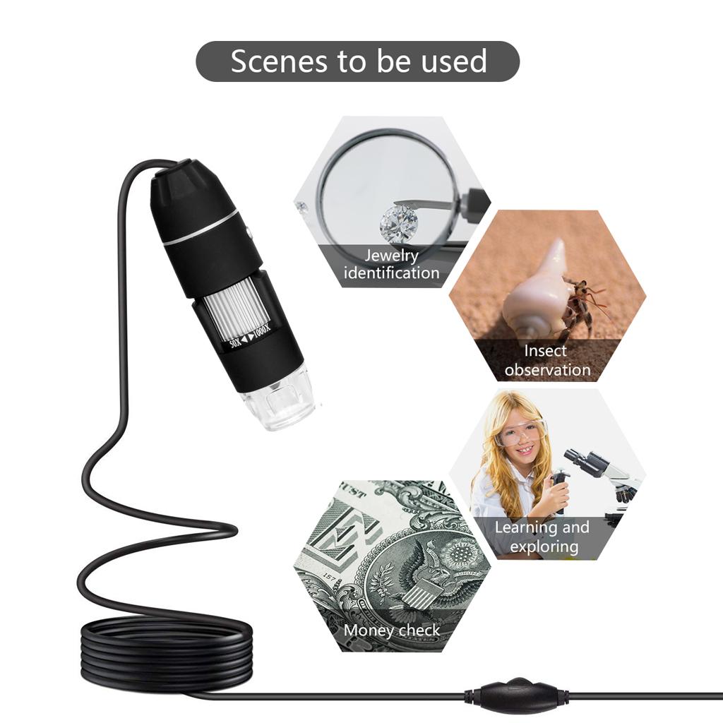 Handheld Portable Mini Digital Microscope 1000x Magnification 0.3MP, Easily captures microscopic pictures and videos