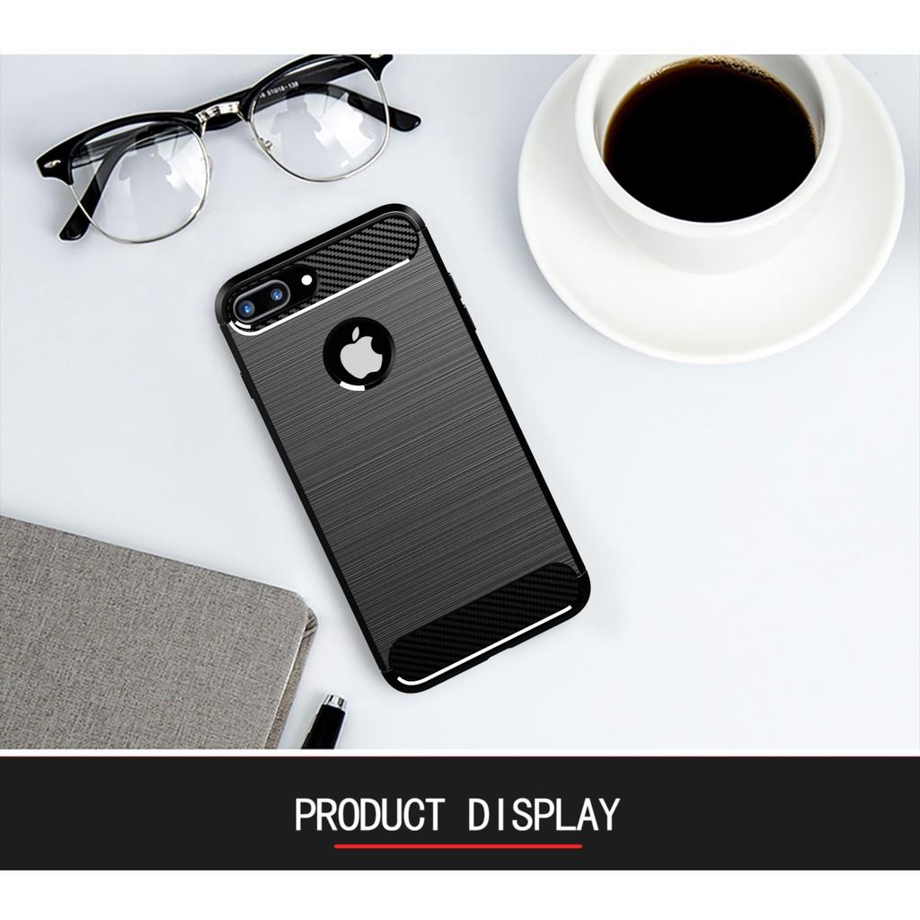 Ốp lưng cho iPhone 7 Plus 8 Plus dẻo Carbon phay xước chống sốc chống vân tay