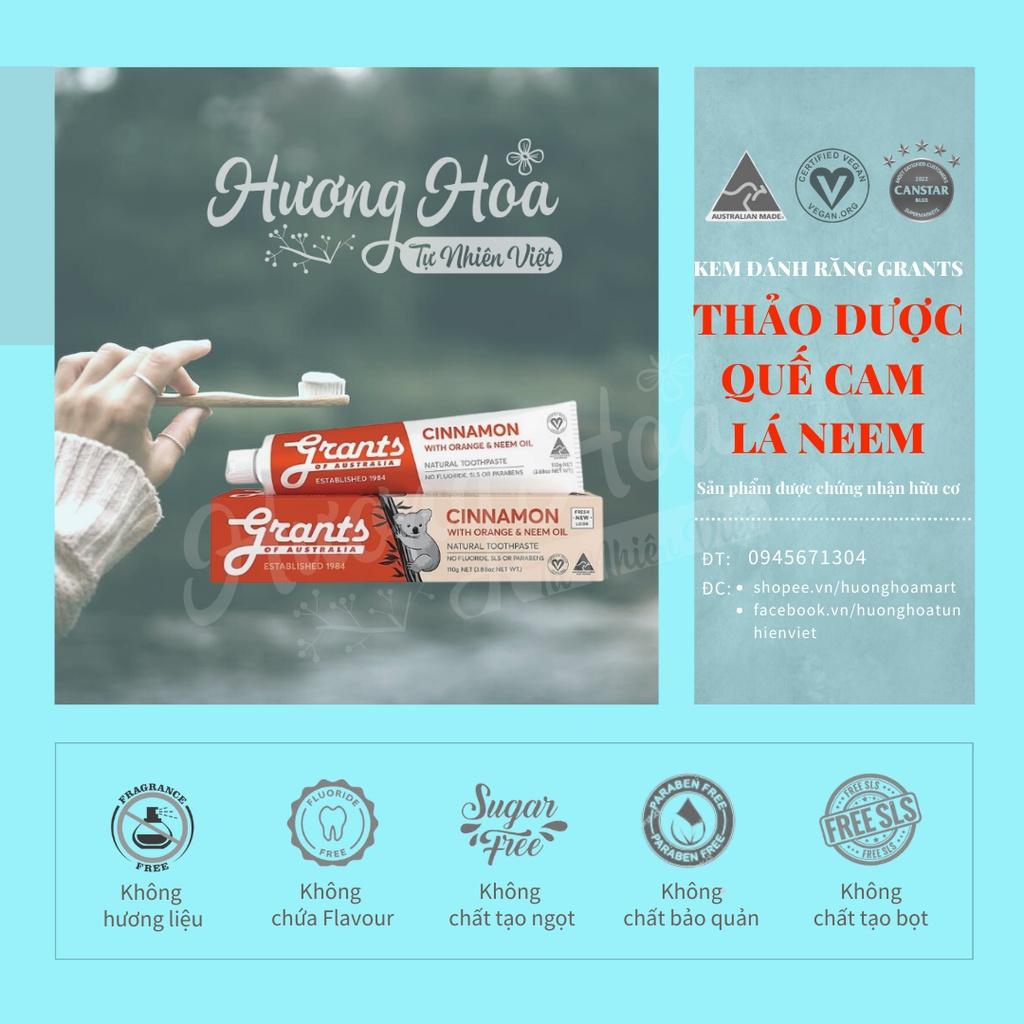 SET 2 Kem Đánh Răng Thảo Dược  Quế Tự Nhiên Grants của ÚC, 110g, Hữu Cơ, Bổ Sung Canxi Và Khoáng Chất, Sạch Mảng Bám, Thơm Miệng, An Toàn