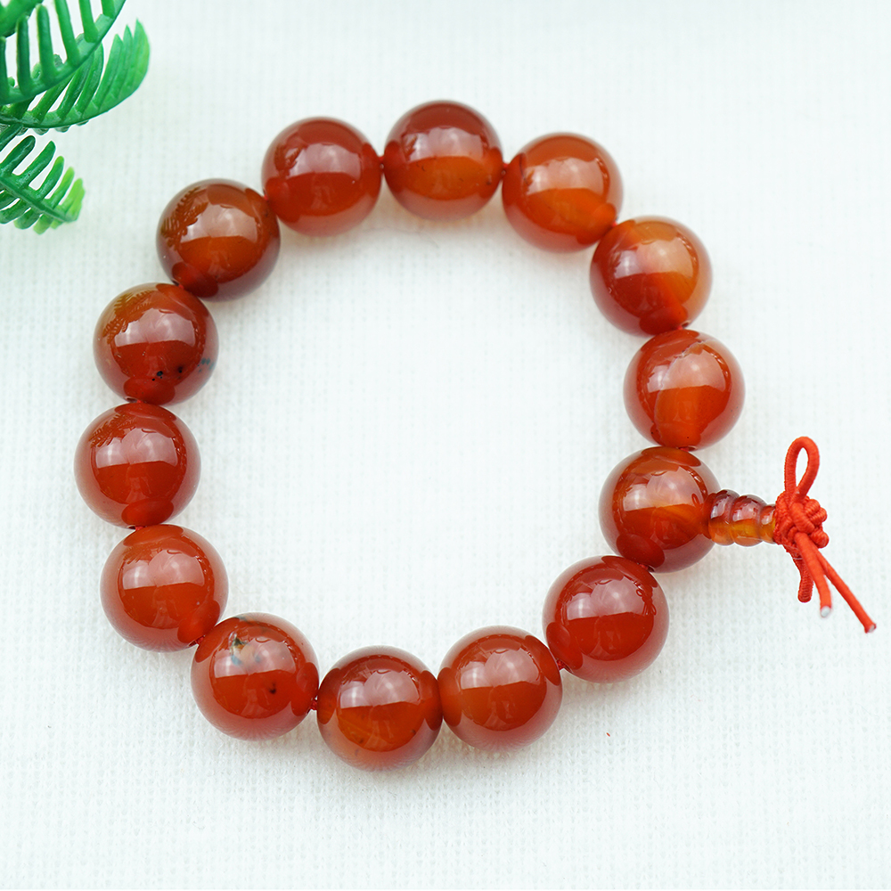 Vòng tay mã não hồ lô đỏ tự nhiên 14 mm