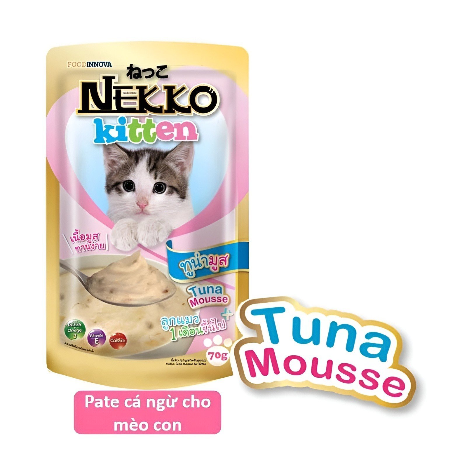 (MÈO CON)PATE NEKKO CHO MÈO MỌI LỨA TUỔI ,GIÀU DINH DƯỠNG, PATE GÓI NỘI ĐỊA THÁI LAN 70GRAM/GÓI