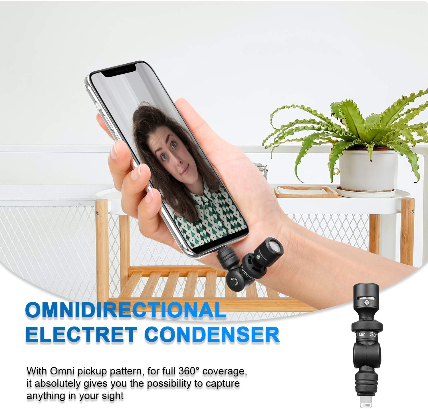 Saramonic SmartMic Di Mini, Micro Thu Âm Mini Cho Điện Thoại Iphone - Hàng Chính Hãng
