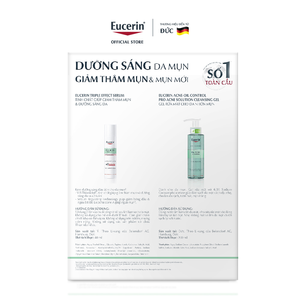 Tinh chất giảm thâm mụn & dưỡng sáng da Eucerin Pro Acne Triple Effect Serum 40ml.