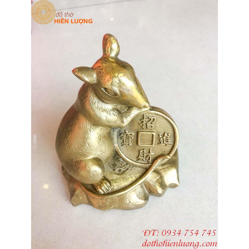 Tượng Linh Vật Phong Thủy Chuột Ôm Đồng Tiền Bằng Đồng - Vật phẩm Phong Thủy