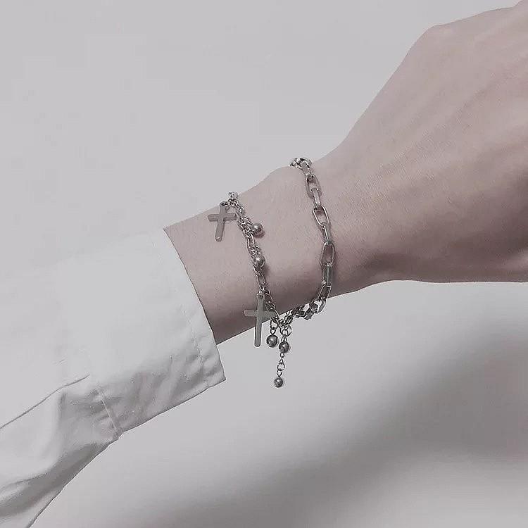 Vòng tay lắc tay dây đôi chữ Thập style Unisex