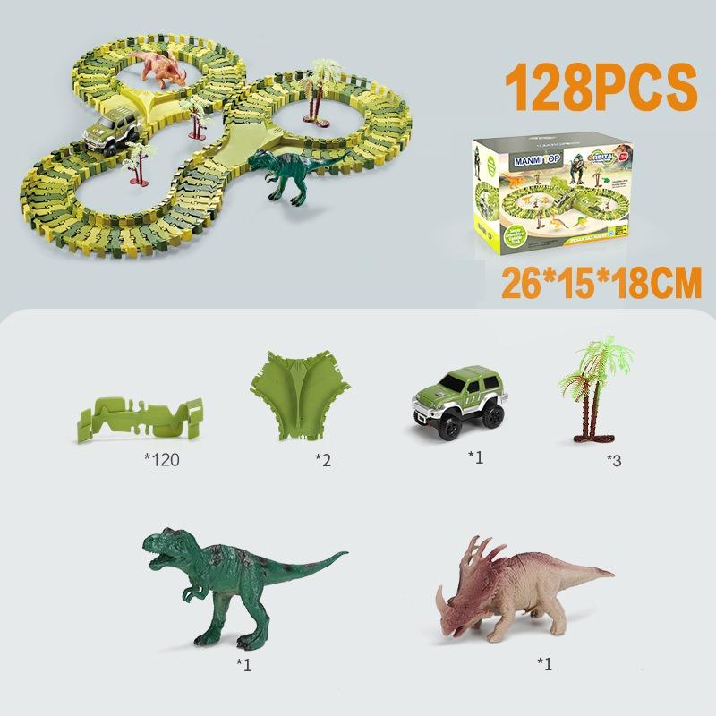 Bộ lắp ráp đường đua ô tô khủng long, đồ chơi lắp ghép đường ray khủng long cỡ lớn - 231 chi tiết -M256B