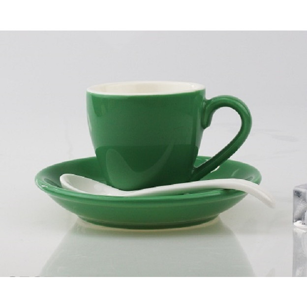 Bộ ly dĩa sứ tặng kèm muỗng chất liệu sứ cao cấp dung tích cho cà phê Espresso - Cappuccino - Latte nhiều màu sắc