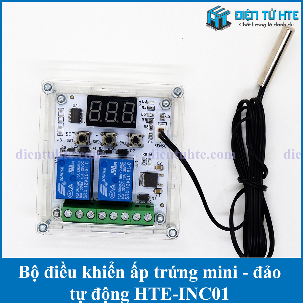 Mạch điều khiển nhiệt độ ấp trứng - đảo tự động - đếm ngày ấp HTE W1209ST INC01