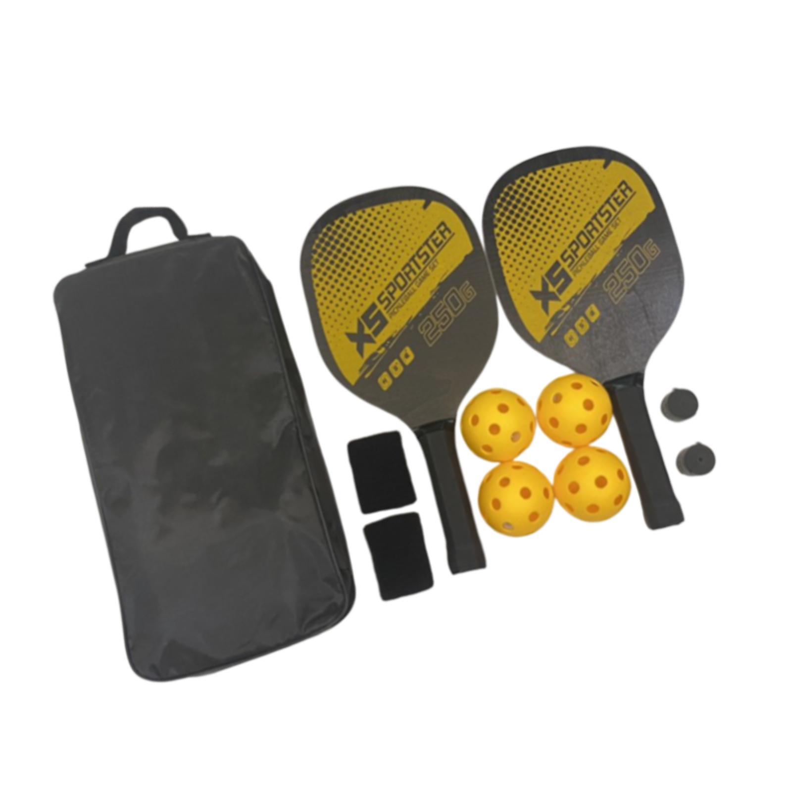 Pickleball Paddles Set 2 Paddles 4 Balls Non Slip Handle 2 Hand Glue 2 Bracers Racquet Pickleball Rackets for Player Beginner Play