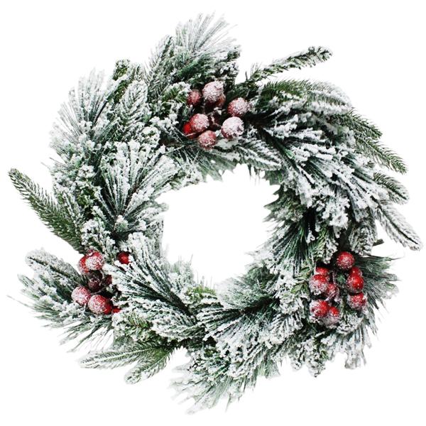 Vòng Hoa Cước Nở Hoa Phủ Tuyết - Trang Trí Noel 50 cm - Chaang Chiia LP-W2-HS20