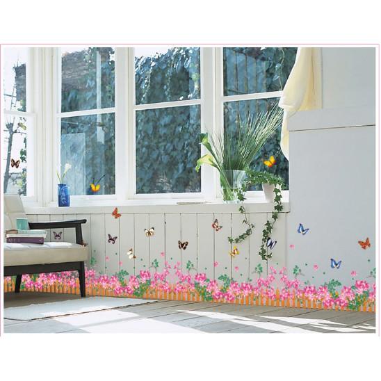 Decal trang trí hàng rào hoa cực xinh