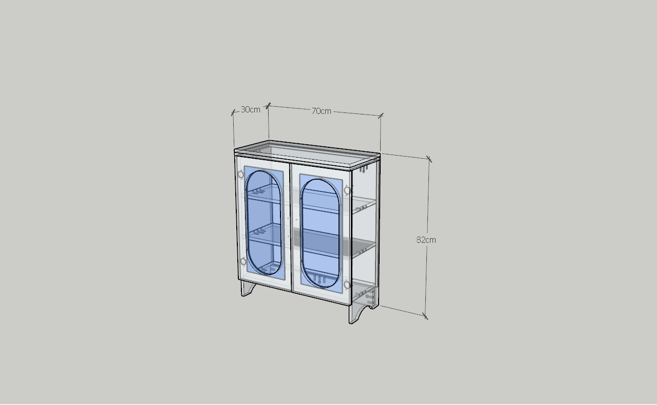 HAPPY FURNITURE , Tủ lưu trữ 2 cửa kính - CHEVY, TLT_047 , 70cm x 30cm x 82cm DxRxC