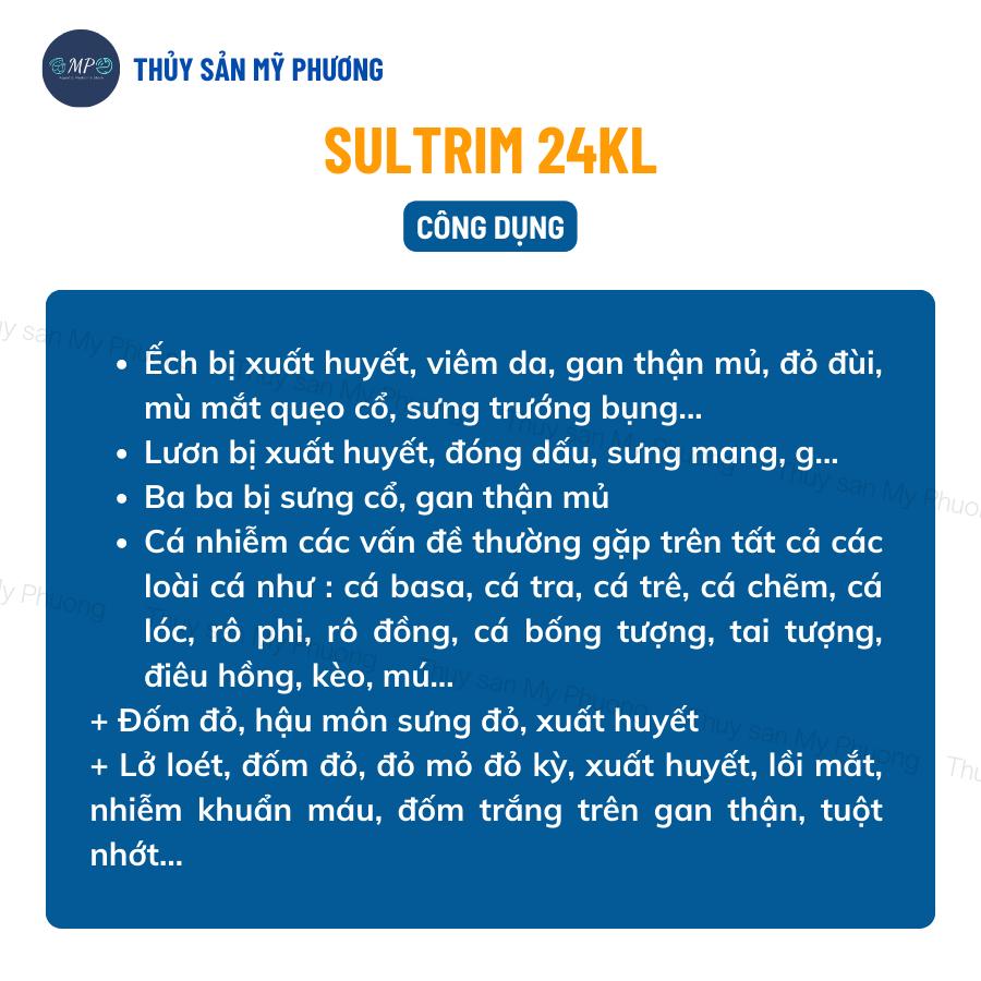 Ks mù lồi mắt vẹo đầu cổ gan thận mủ đốm đỏ Sultrim 24kl phù đầu sưng vòi xuất huyết sình bụng cho cá lươn ếch ốc baba